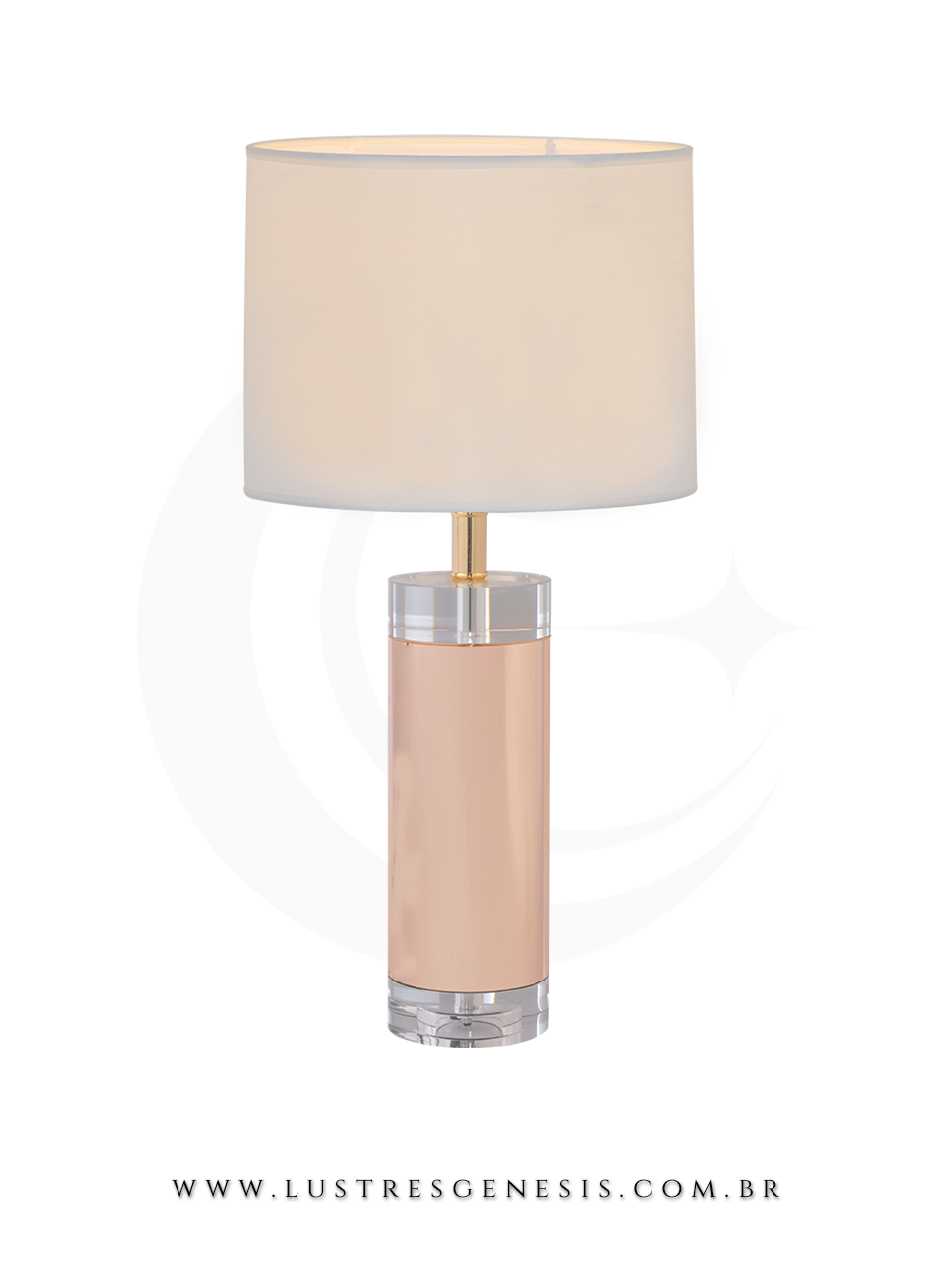 Luminaria de Mesa de Cristal e Metal Bronze Cupula Branca 33x56cm E27, Sala, Quarto, Quarto de casal